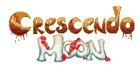 a logo for a game called crescendo moon with red berries