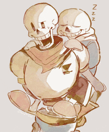 a drawing of two skeletons with the letters nn on the bottom right