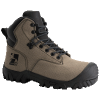 a pair of tan boots with a black rubber sole and a f20 logo on the side