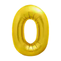 a golden balloon in the shape of the number 0