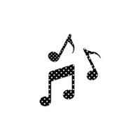 a set of black and white polka dot music notes