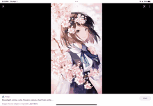 a picture of a girl with cherry blossoms in her hair