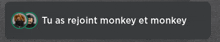 a message that says tu as rejoint monkey et monkey on it