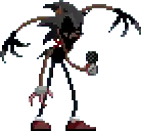 a pixel art drawing of a skeleton holding a checkered glove .