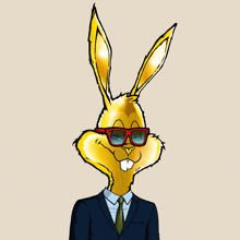 a cartoon rabbit wearing a suit and tie and sunglasses