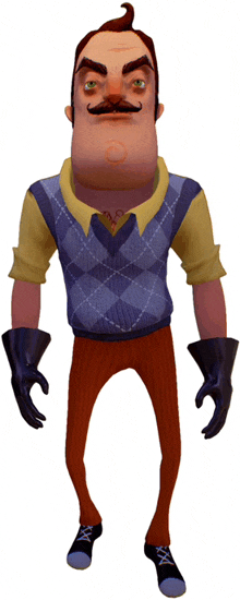 a cartoon character with a mustache wearing a plaid vest