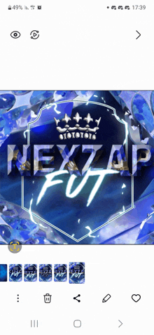 a screenshot of a nexzap fut logo on a phone screen