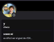 a screenshot of a person 's profile with a picture of messi