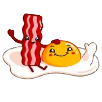 a cartoon of bacon and an egg with faces