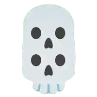 a white skull with black circles on it 's face