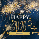 a happy new year 2026 greeting card with fireworks