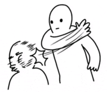 a black and white drawing of a person hitting another person .