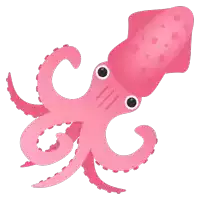 an illustration of a pink squid with dots on it