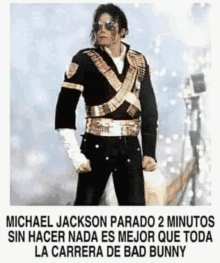 a picture of michael jackson parado 2 minutos sin hacer nada es mejor que toda la carrera de bad bunny in spanish