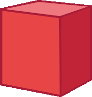 a red cube on a white background with a red outline