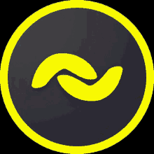 a yellow wave in a black circle with a yellow border