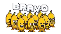 a bunch of pixelated bananas are standing in front of the words bravo