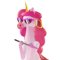 a cartoon unicorn wearing sunglasses and hoop earrings