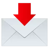 a white envelope with a red arrow pointing downwards