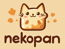 a cat shaped piece of bread with nekopan written beneath it