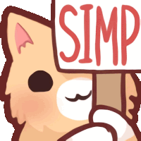 a cat is holding a sign that says simp