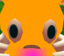 a close up of a cartoon character 's face with big eyes