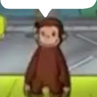 a monkey with a white speech bubble above it