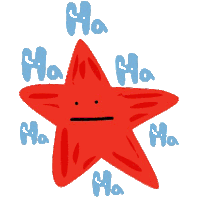 a red star is surrounded by blue letters that say " ha "