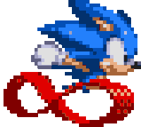 a pixel art drawing of sonic the hedgehog with a red tail