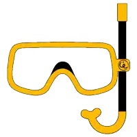 a yellow scuba mask with the words stay cool written on it