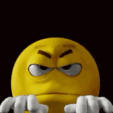 a yellow smiley face with white hands is making a funny face and making a funny face .
