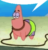 patrick star from spongebob squarepants is tied to a rope