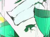 a drawing of a person 's mouth with a green and black background