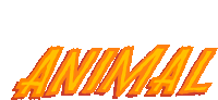 the word animal is written in orange and red on a white background