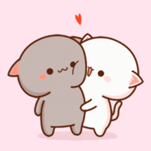 two cartoon cats are hugging each other with a heart above them