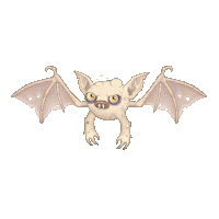 a cartoon drawing of a bat with wings spread