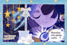 a picture of a cartoon character with the words moondrop only adores laurie at the bottom