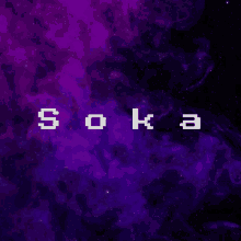 a purple background with the word soka in white letters