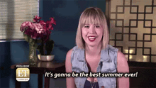 a woman in a denim vest says it 's gonna be the best summer ever .
