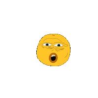 a cartoon drawing of a yellow smiley face with a surprised expression