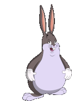 a cartoon rabbit with a big belly and a funny face