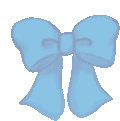 a pixel art of a blue bow on a white background .