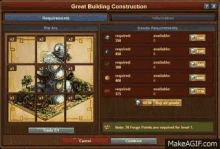 a computer screen shows a great building construction page