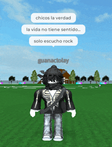 a skeleton in a video game says chicos la verdad and la vida no tiene sentido solo escucho rock