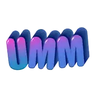 the word umm is written in purple and blue