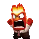 an angry cartoon character from inside out is screaming with his mouth open .