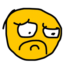 a cartoon drawing of a yellow face with a sad look on it