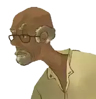 a drawing of an old man with glasses and a gray beard