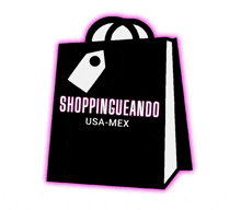 a black shopping bag with the words shoppingueando usa-mex written on it