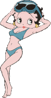 betty boop is wearing sunglasses and a bikini